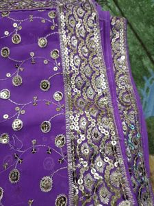 Purple Saree with Gold Embellishments