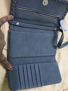 Stylish Blue Crossbody Bag with Weave Detail