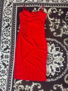 Red cowl neck bodycon dress