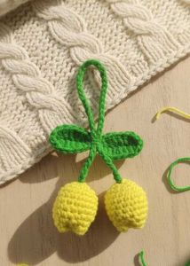Crocheted Tulip charm keychain 🌷
