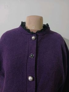 Chic Purple Button-Up Cardigan