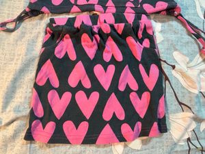 Cute Heart Print Girls coord Dress 5-6 Y