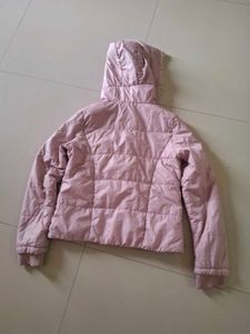 beautiful pink Puffer Jacket with Fur Hood