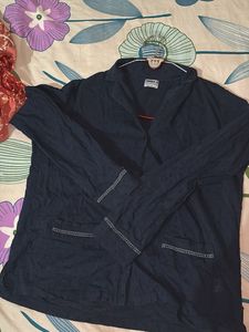 Stylish Blue Printed Button-Up Shirt