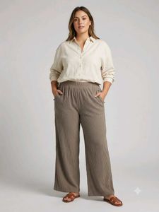 Comfy Wide-Leg Pants & Linen Shirt Set
