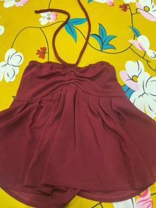 Maroon Ruched Tube Top