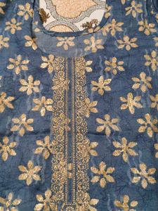 Embroidered Teal Kurta Set with Dupatta