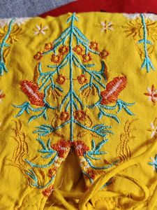 Vibrant Yellow Embroidered Kurta