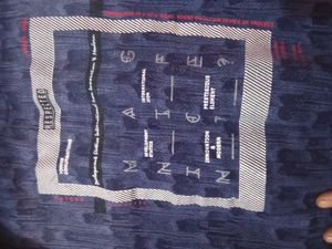 Blue Graphic Print Long Sleeve Top