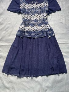 Blue &amp; White Lace Dress