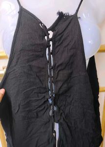 Black Lace-Up Cami Top