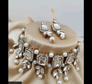 Elegant Pearl & Crystal Choker Set
