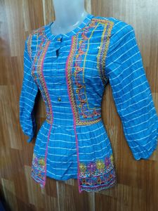 Embroidered Blue Kurta for Women