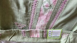 Elegant Green material with Pink Embroidery