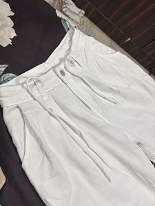 White Wide Leg Casual Pants