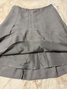 Pleated Grey A-Line Skirt