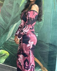 Ruched Off-Shoulder Maxi Dress