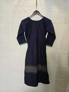 Elegant Navy Blue Printed Kurta