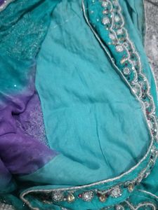double side. saree with 2 colour  purple, see gree