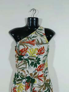 Off White Printed One Shoulder Dress (Women's)