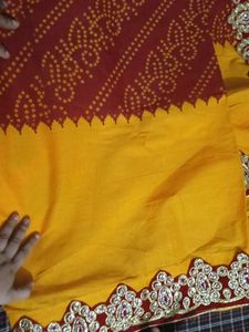 Vibrant Yellow & Maroon Saree