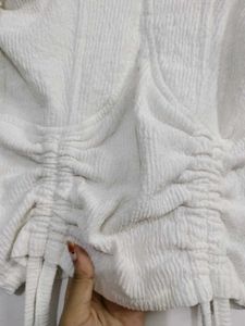 Chic White Ruched Crop Top