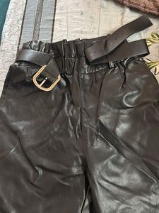 Faux Leather Pants with Belt