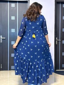 Chic Navy Blue Printed Anarkali kurta
