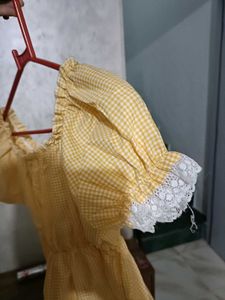 Cute Yellow Gingham Off-Shoulder Top