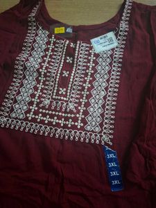 Embroidered Maroon Kurti