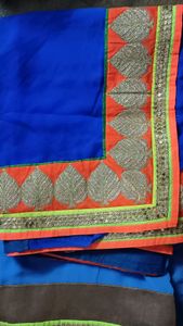 blue shaded saree with heavy border and stitched blouse💙
