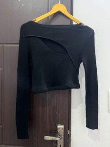 Black Cut-Out Long Sleeve Top