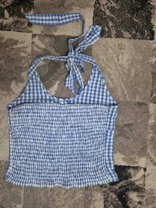 littlebox - Blue Gingham Halter Top