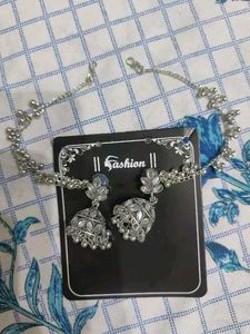 Designer Oxidized Jhumka Earrings with Chain