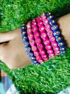 Sparkling Blue & Pink Bangle Set