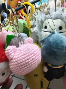 Crocheted Pink Hello Kitty Keychain