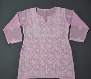 Elegant Pink handwork Chikankari Kurti