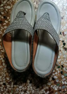 Sparkly Grey Thong Sandals