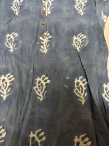 Hand-Block Printed Indigo Blue Cotton Kurta
