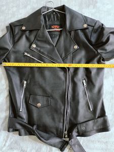 Leather Biker Jacket For Women - Medium