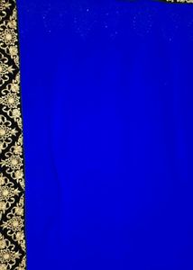 Royal Blue Saree with Gold Embroidery
