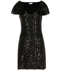 Sparkly Black Sequin Mini Dress