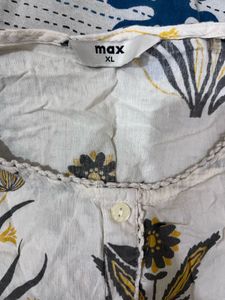 White Floral Print Kurta