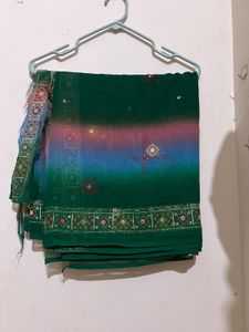 Elegant Green Saree with Gradient Design
