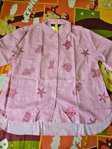 ✨ NEW WITH TAG | PINK STRIPED EMBROIDERED SHIRT ✨