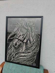 Handmade Rhinestone Horse Wall Art Black Framed