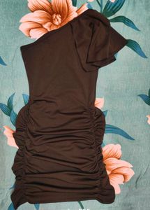 Shein One Shoulder Ruffle Sleeve Ruched Bodycon