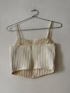 Cream Ribbed Knit Camisole