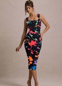 Vibrant Paint Splatter Bodycon Dress