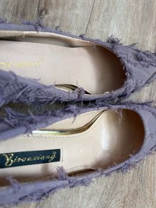 Stylish Purple Fringe Heels